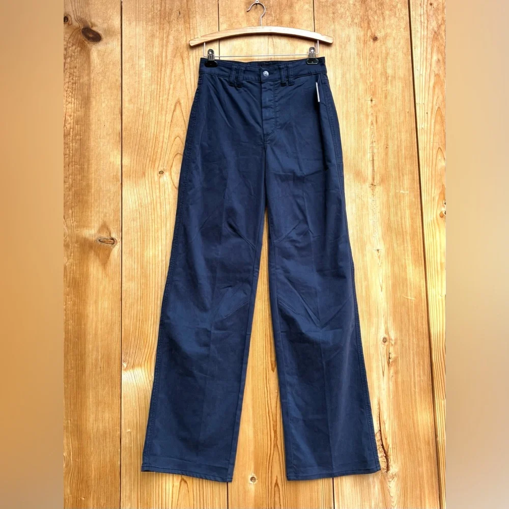 Paige NWT Sasha Twill High Rise Wide Leg Navy Blue Pants Sz 27 - Picture 5 of 11